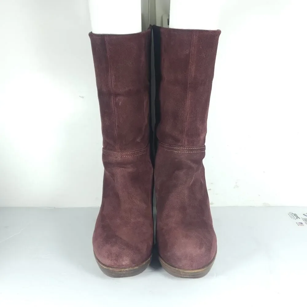 Fiorentini Baker Women's 39 US8,5 Burgandy Suede PullOn Fold Over Slouch Boots